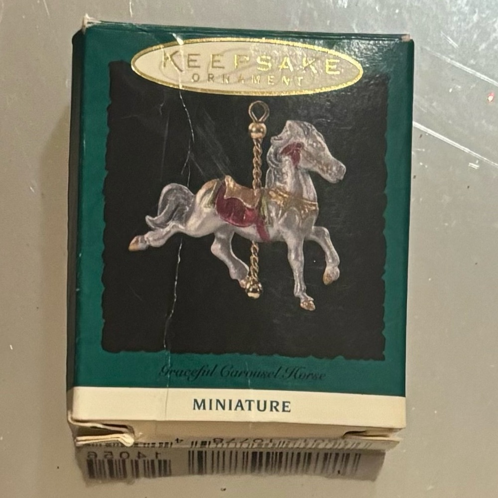 Hallmark keepsake, ornament, miniature, pewter, 1994, carousel horse